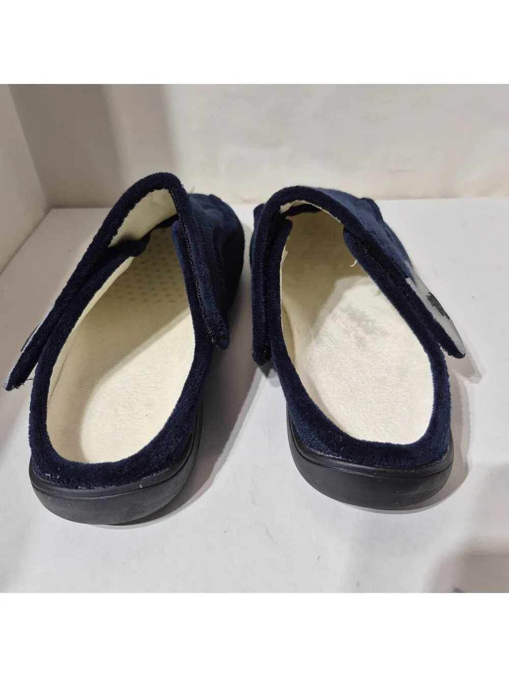 Men's Diabetic Slippers Rubber Sole Indoor Outdoor House Shoes Sz 9 Navy